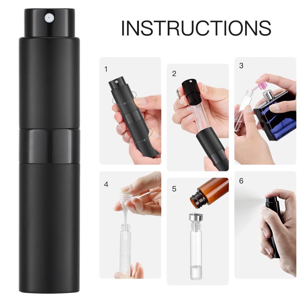Travel perfume atomizer refillable, small spray bottle 8ML